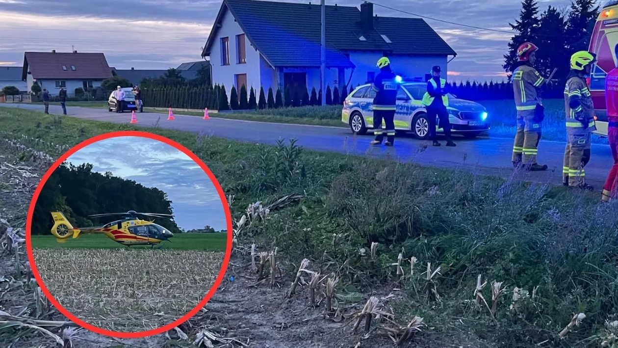 Motocyklistka uderzyła w ogrodzenie. Na miejsce wezwano śmigłowiec LPR